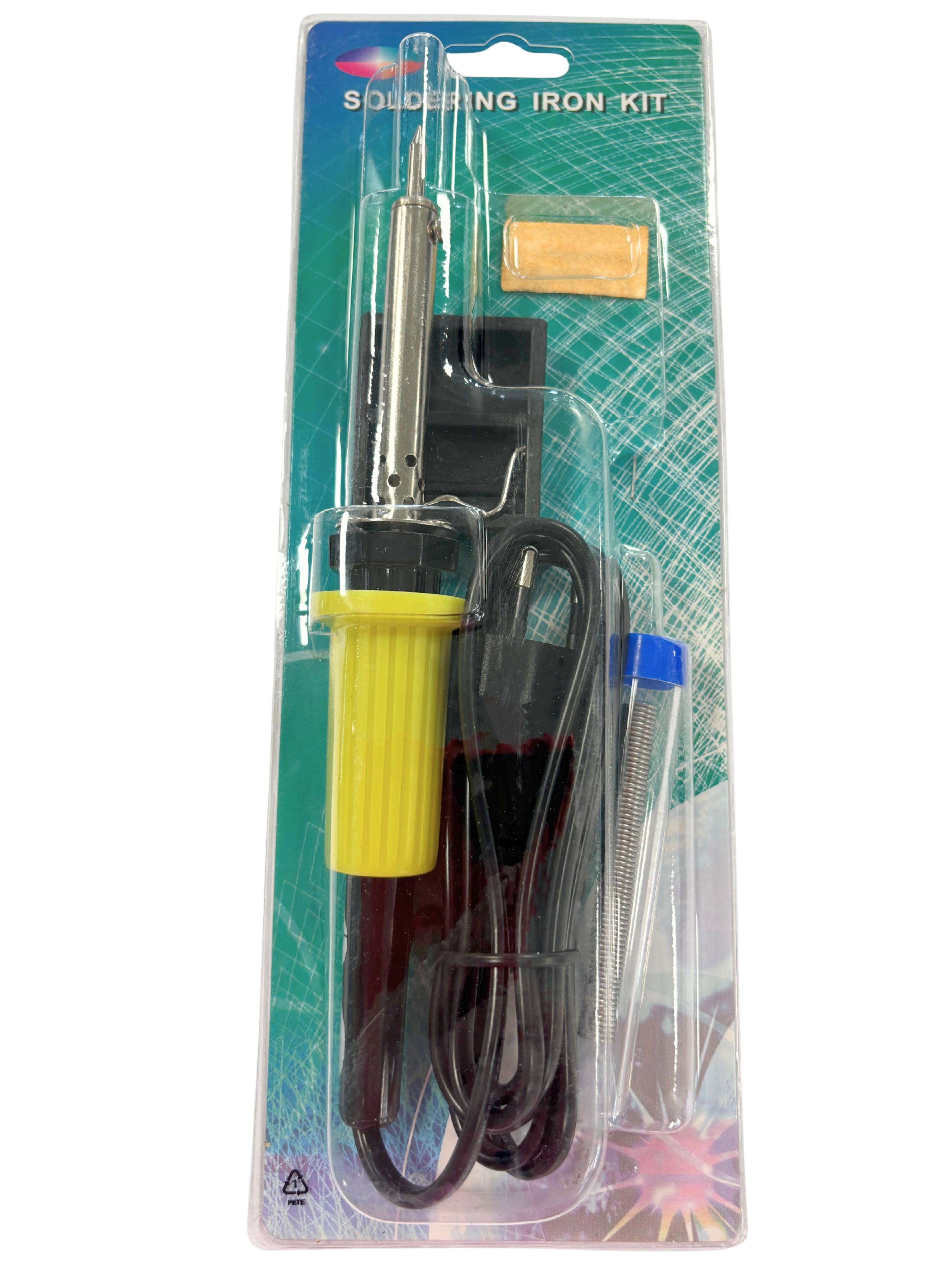 Kit per Saldatura 3 Pezzi con Stagnatore 30 Watt Supporto con Spugna e Stagno - Manhattan I-TOOL-SD-K902