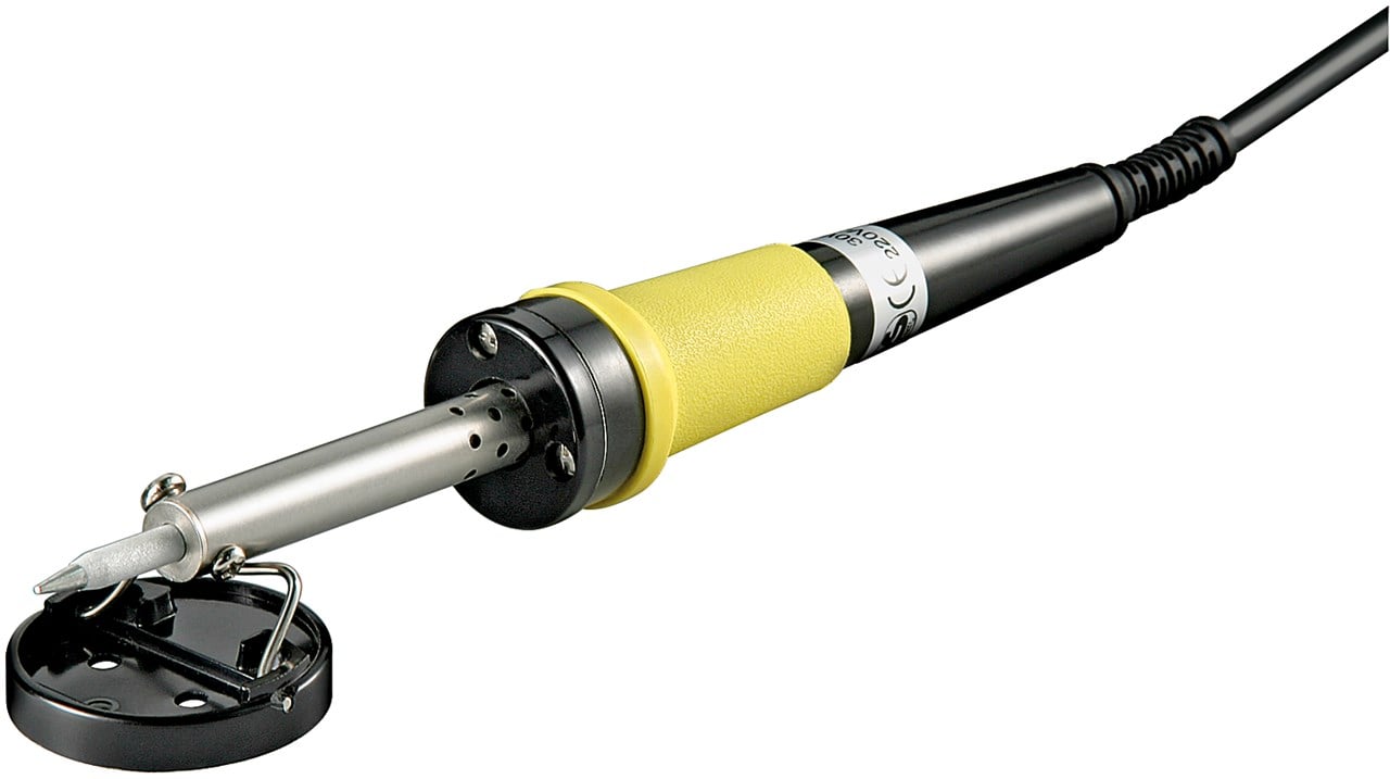 Kit per Saldatura 2 Pezzi con Stagnatore 60 Watt e Supporto e Punte Saldanti - Goobay I-TOOL-SD-K906