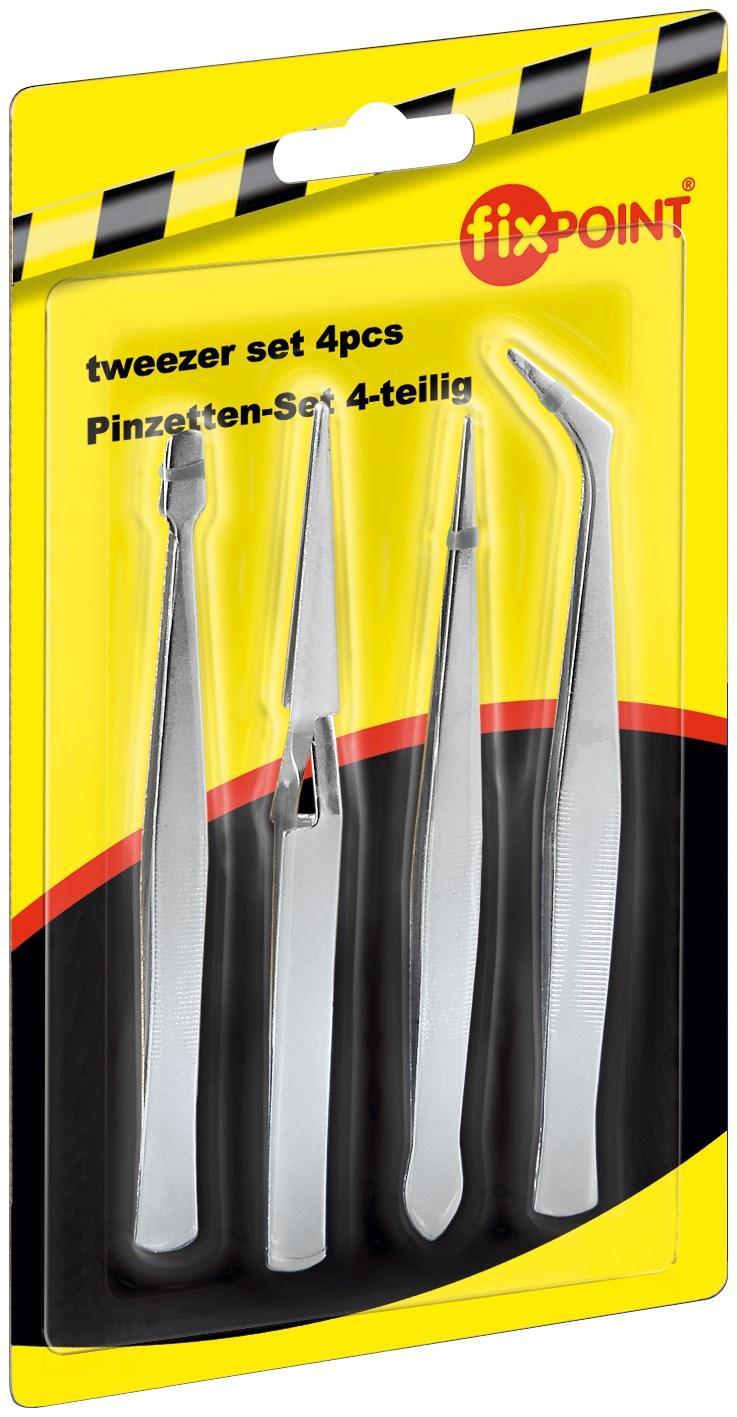 Set 4 pinzette di precisione in acciaio inossidabile - Fixpoint I-TOOL-SP-101