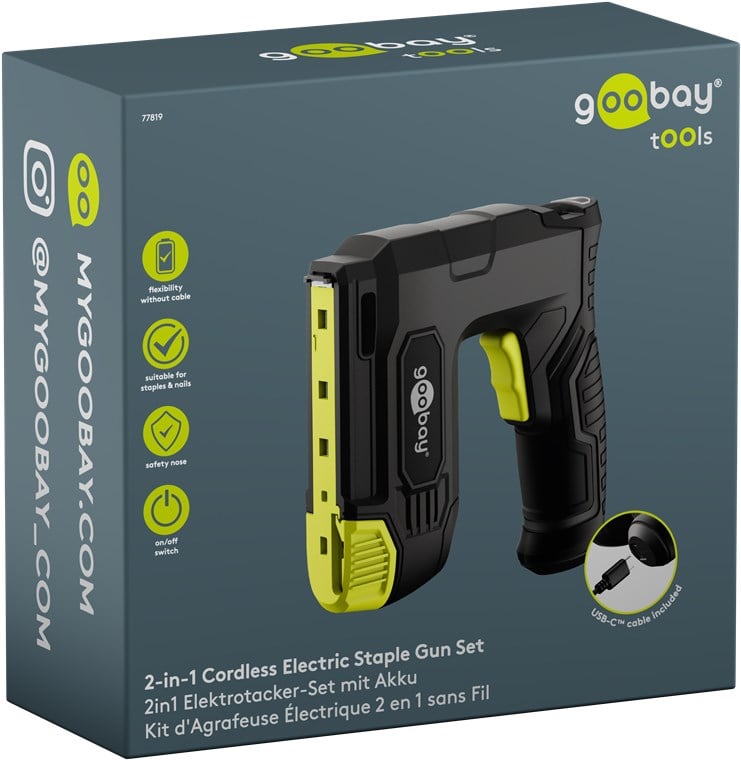Graffettatrice Sparachiodi Elettrica 2in1 con Batteria - Goobay I-TOOL-STAPLE