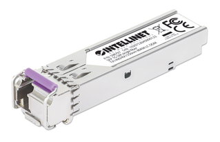 Single-mode Fiber Optic LC SFP Transceiver 1000Base-BX Bidirectional WDM - Intellinet I-TX-MGBIC-WDM80A
