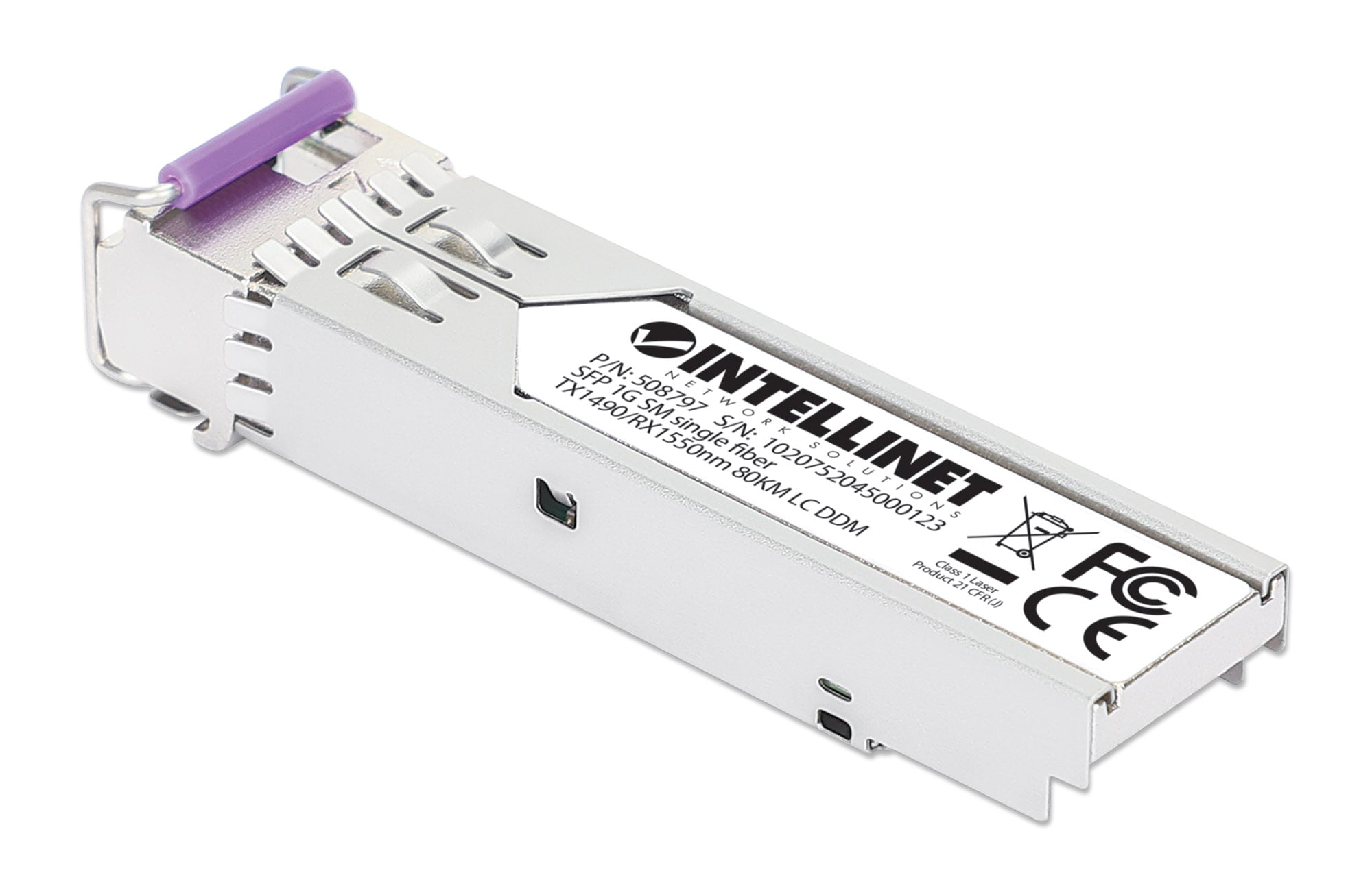 Transceiver SFP Fibra Ottica Monomodale LC 1000Base-BX Bidirezionale WDM - Intellinet I-TX-MGBIC-WDM80A