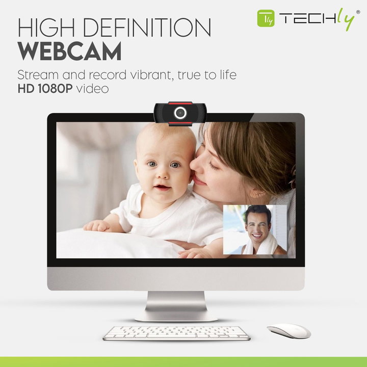 USB Full HD Webcam 1080p with Noise Reduction and Auto Focus - Techly I-WEBCAM-60T