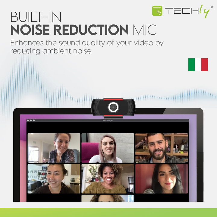 USB Full HD Webcam 1080p with Noise Reduction and Auto Focus - Techly I-WEBCAM-60T