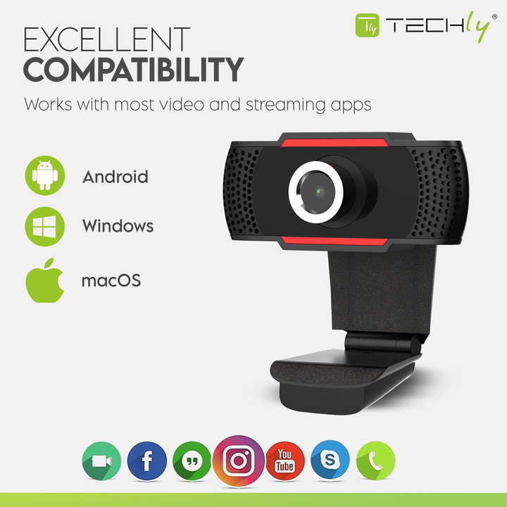 USB Full HD Webcam 1080p with Noise Reduction and Auto Focus - Techly I-WEBCAM-60T