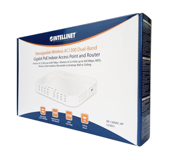 Wireless Access Point / Router PoE Gigabit Dual-Band AC1300 - Intellinet I-WL-ACCESS-1300