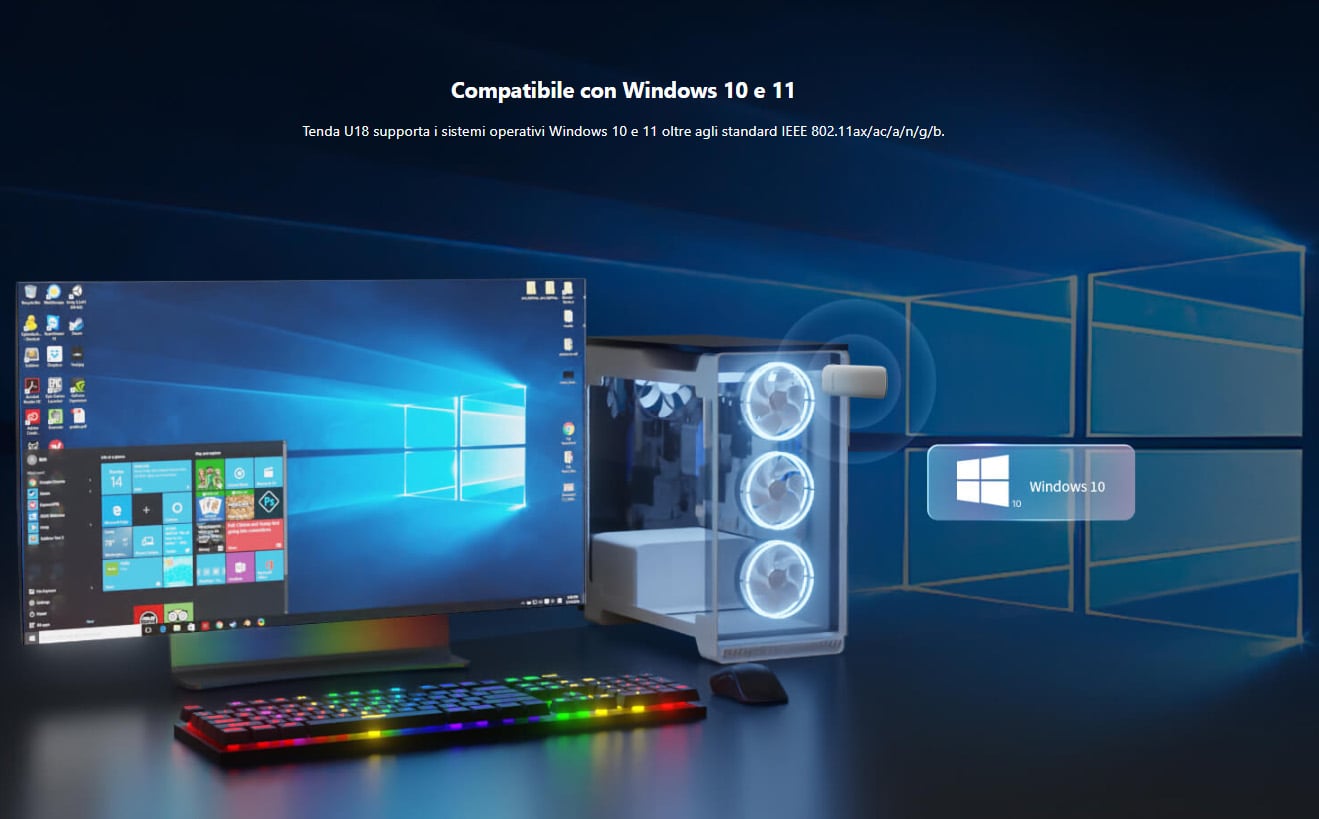 Adattatore USB Dual Band AX1800 Wi-Fi 6, U18 - Tenda I-WL-U18