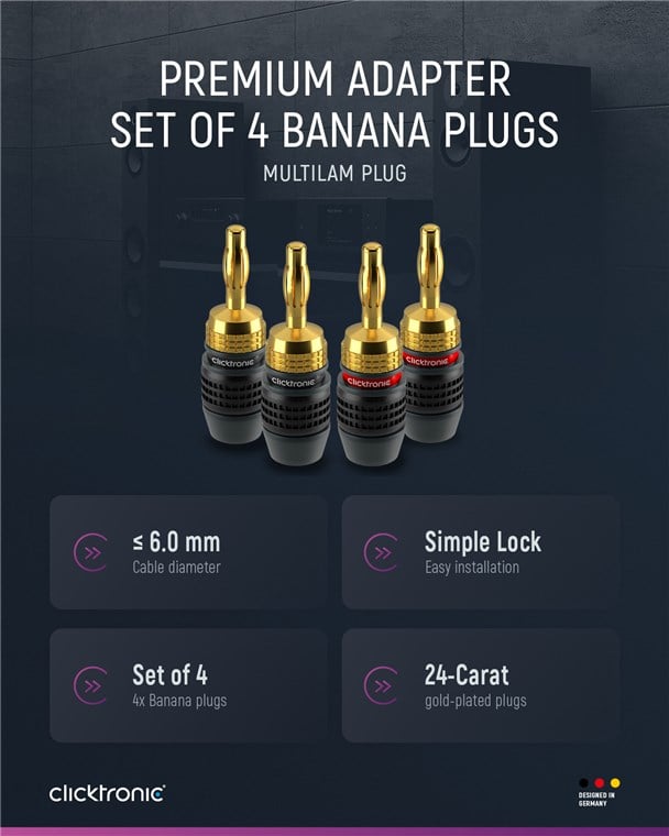 Connettore a Banana SimpleLock 6.0 mm² 2 coppie (2x2 connettori) - Clicktronic IADAP 25-SB-G6