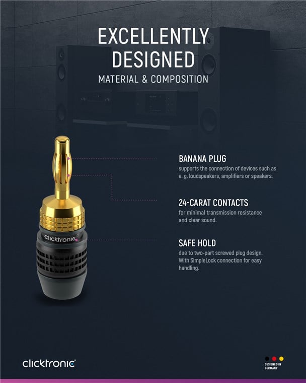 Connettore a Banana SimpleLock 6.0 mm² 2 coppie (2x2 connettori) - Clicktronic IADAP 25-SB-G6