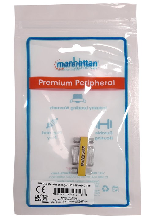 Mini Gender Changer VGA DB 15 Pin HD F/F - Manhattan IADAP 735-15HD