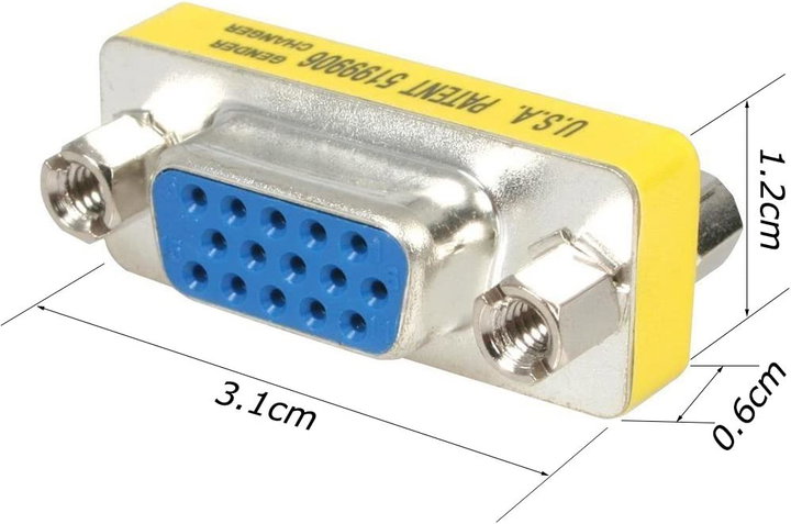 Mini Gender Changer VGA DB 15 Pin HD F/F - Manhattan IADAP 735-15HD