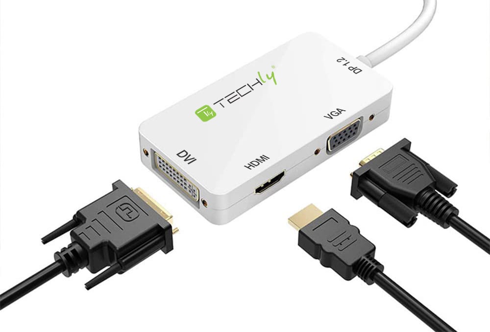 Adattatore 3 in 1 DisplayPort 1.2 a HDMI/DVI/VGA - Techly IADAP DP-COMBOF2