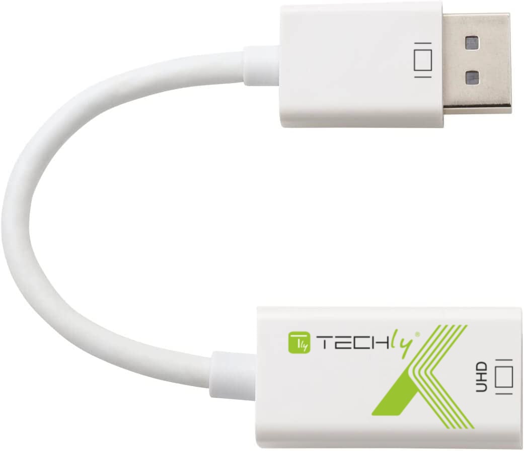 Adattatore Attivo Displayport 1.2 Maschio HDMI Femmina 4K 60Hz 15 cm Bianco - Techly IADAP DP-HDMI2F60