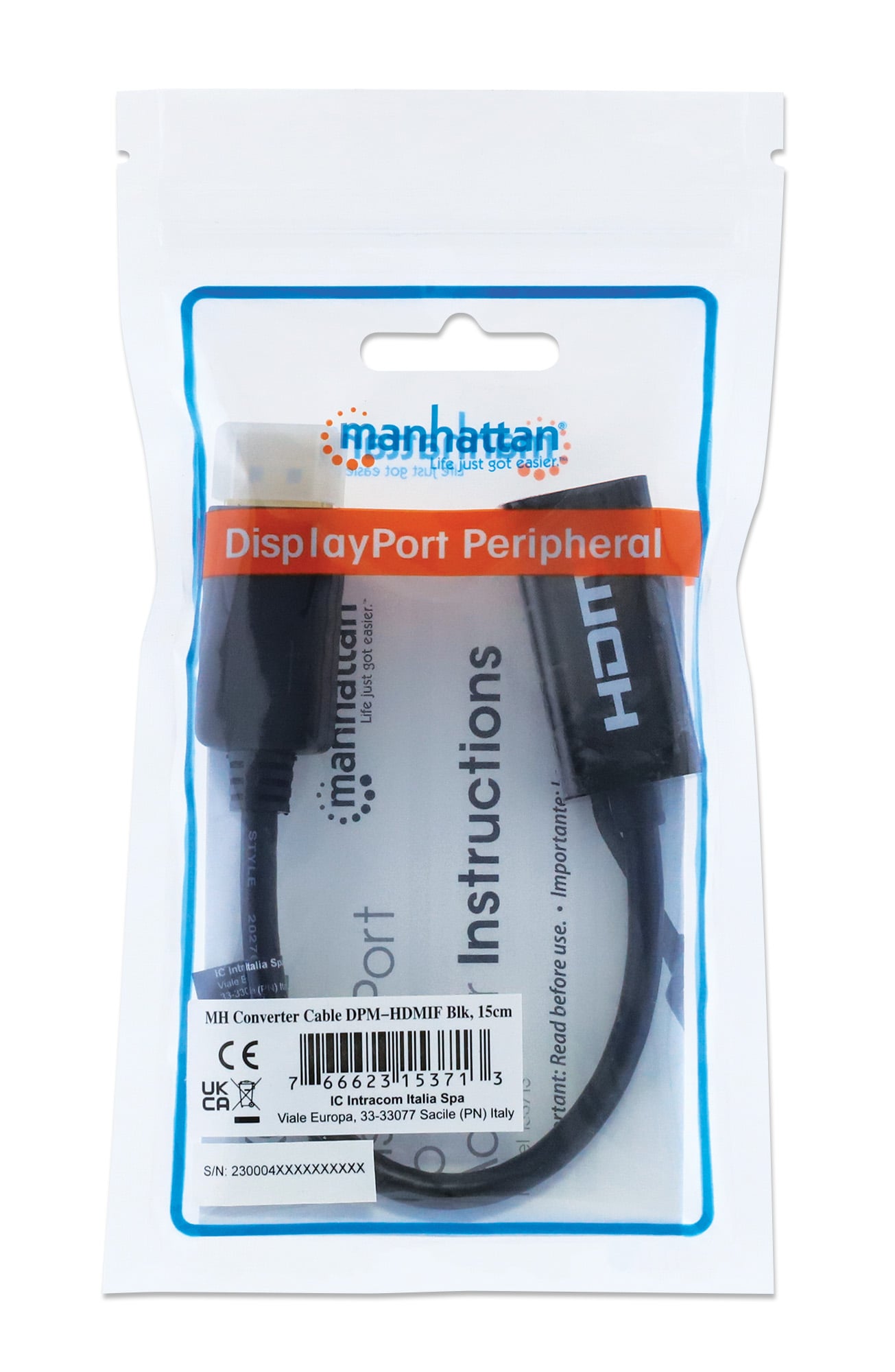 Adattatore Attivo DisplayPort a HDMI 4K@60Hz - Manhattan IADAP DP-HDMI2F60M