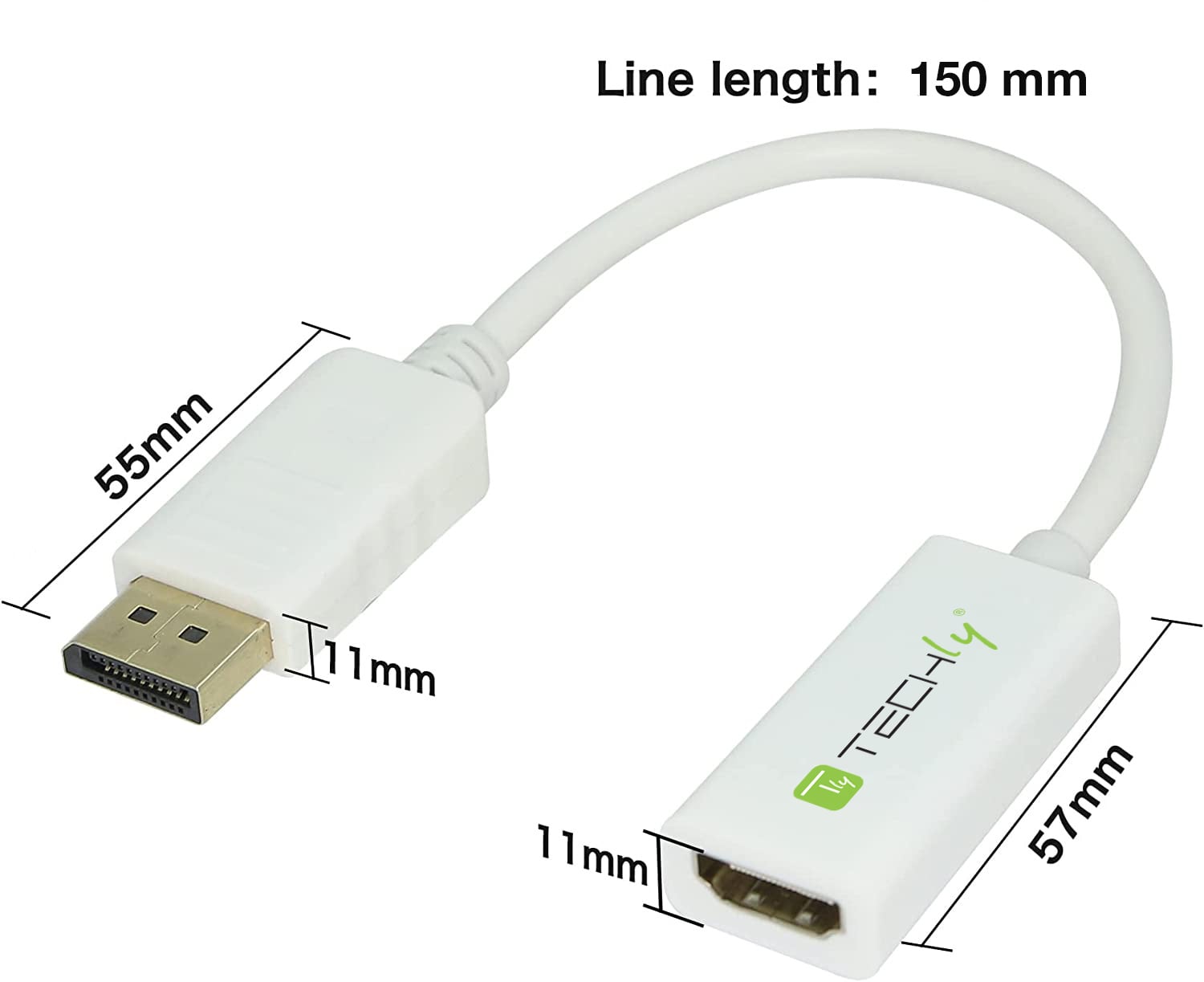 Adattatore Attivo DisplayPort 1.2 Maschio HDMI Femmina 4K 30Hz 15cm Bianco - Techly IADAP DP-HDMIF2