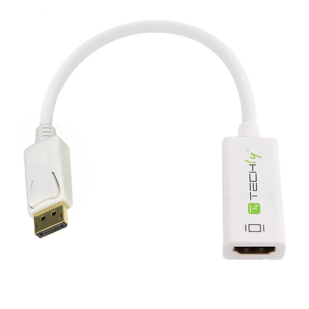 Adattatore Attivo DisplayPort 1.2 Maschio HDMI Femmina 4K 30Hz 15cm Bianco - Techly IADAP DP-HDMIF2