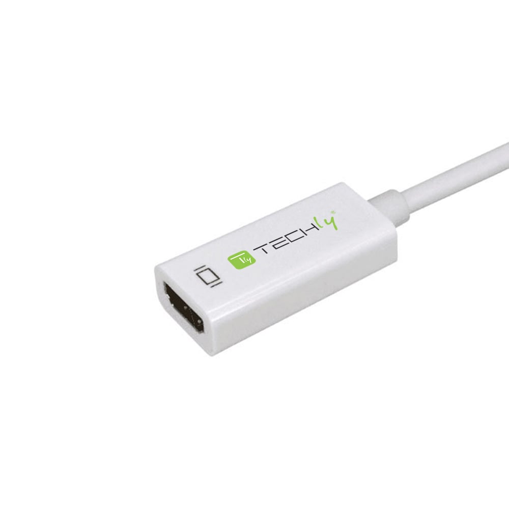 Adattatore Attivo DisplayPort 1.2 Maschio HDMI Femmina 4K 30Hz 15cm Bianco - Techly IADAP DP-HDMIF2