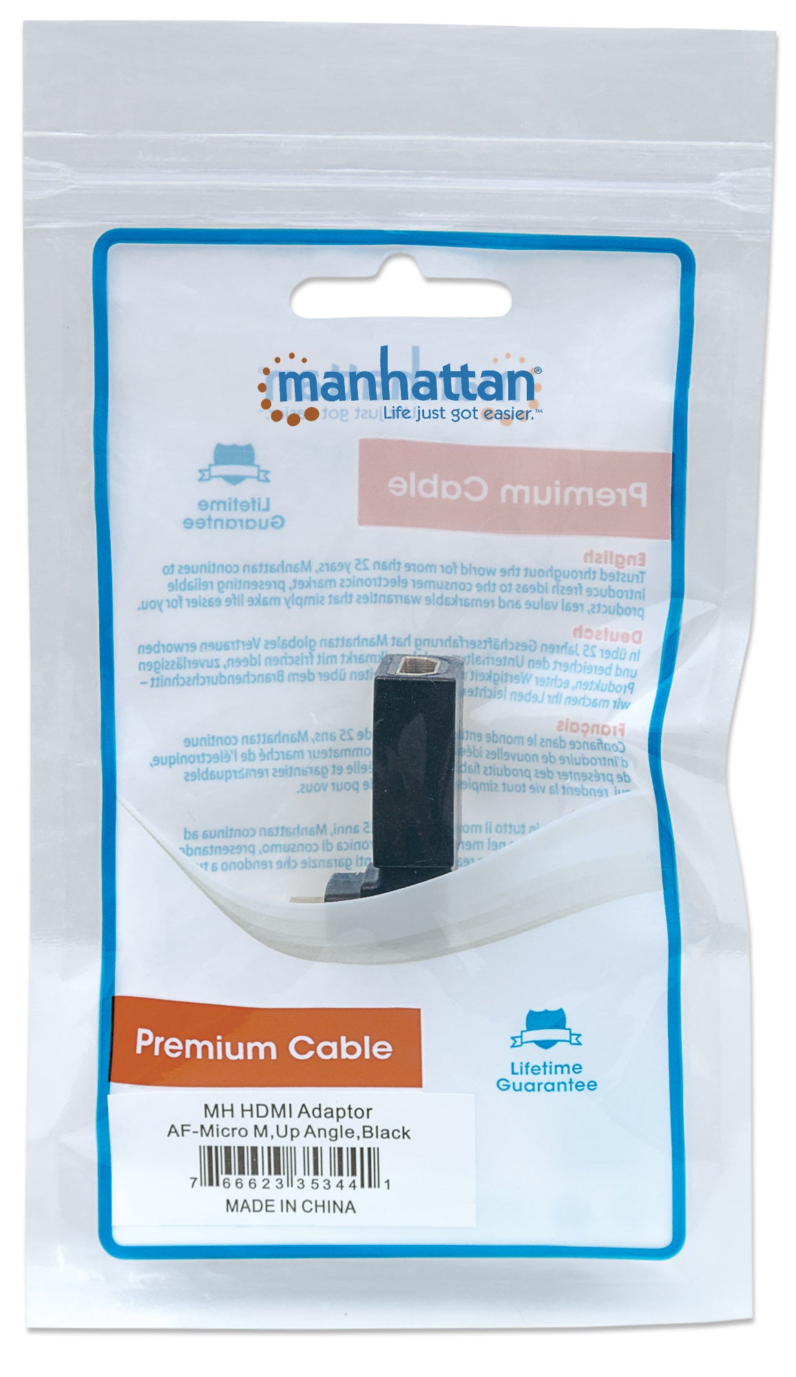 Adattatore HDMI A Femmina / Micro D Maschio Angolato Nero - Manhattan IADAP HDMI-MD90