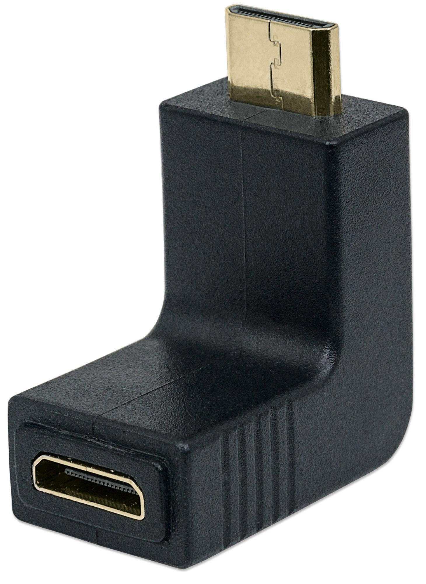 Adattatore HDMI Mini C Femmina a Mini C Maschio Angolato Nero - Manhattan IADAP HDMIMC-MF90