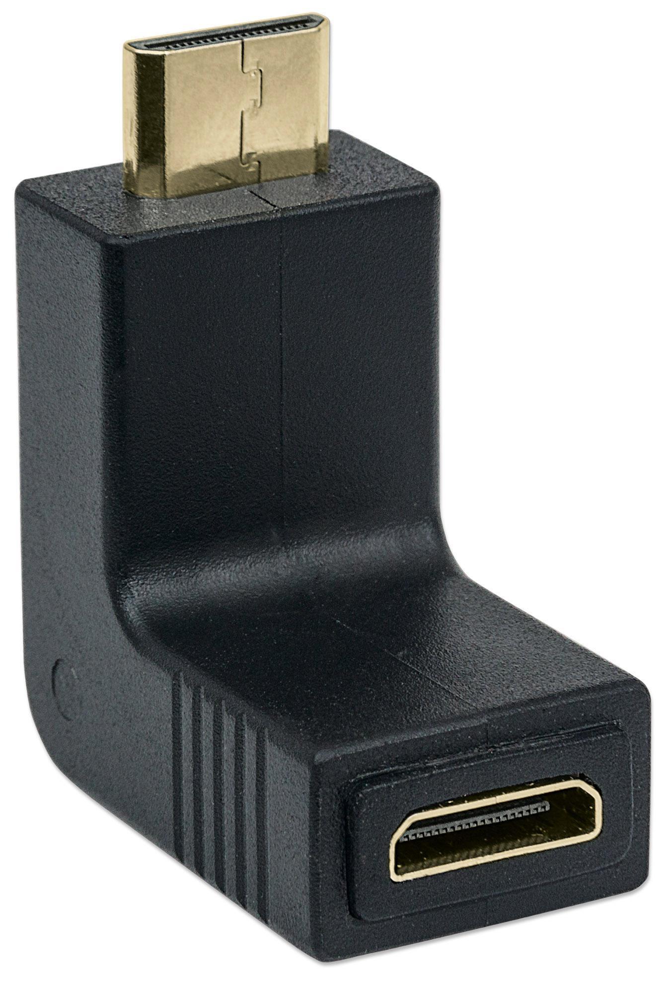 Adattatore HDMI Mini C Femmina a Mini C Maschio Angolato Nero - Manhattan IADAP HDMIMC-MF90