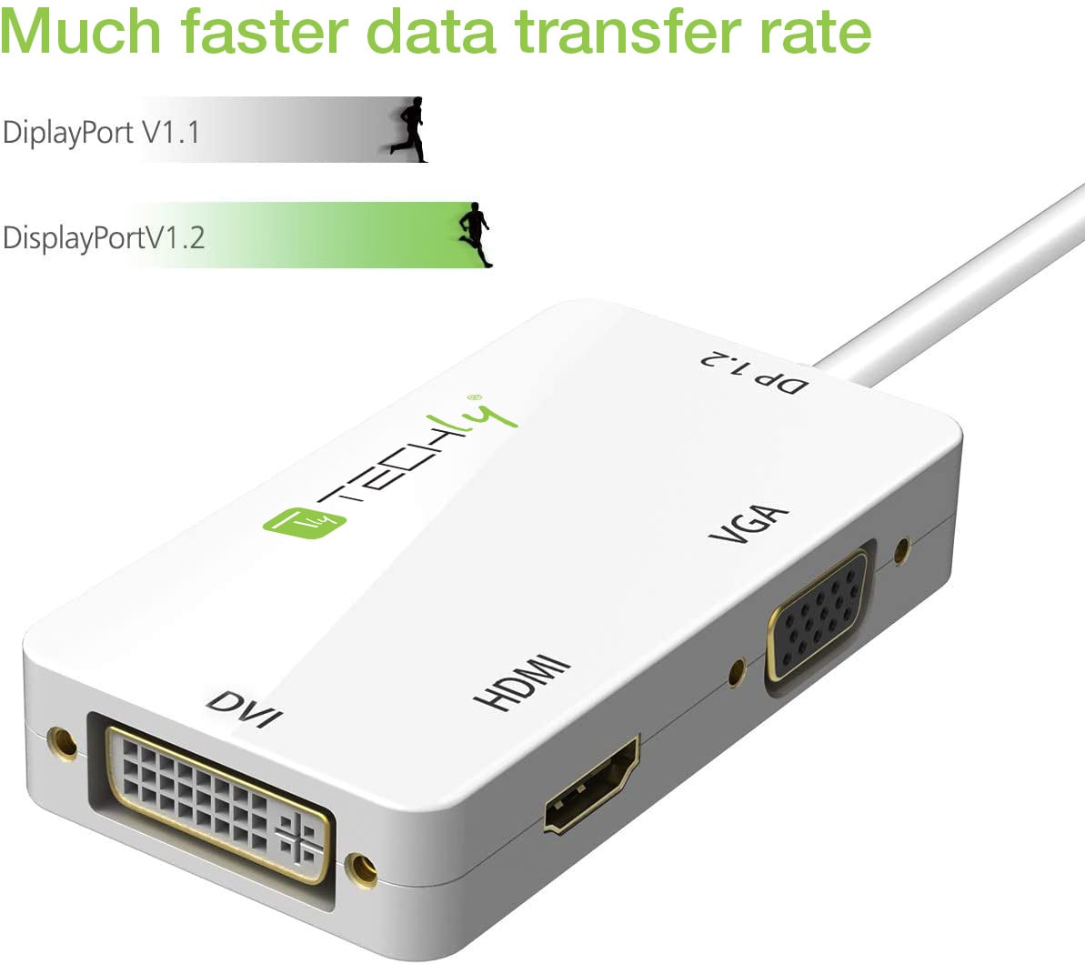 Adattatore 3 in 1 Mini DisplayPort 1.2 (Thunderbolt) a HDMI/DVI/VGA - Techly IADAP MDP-COMBOF12