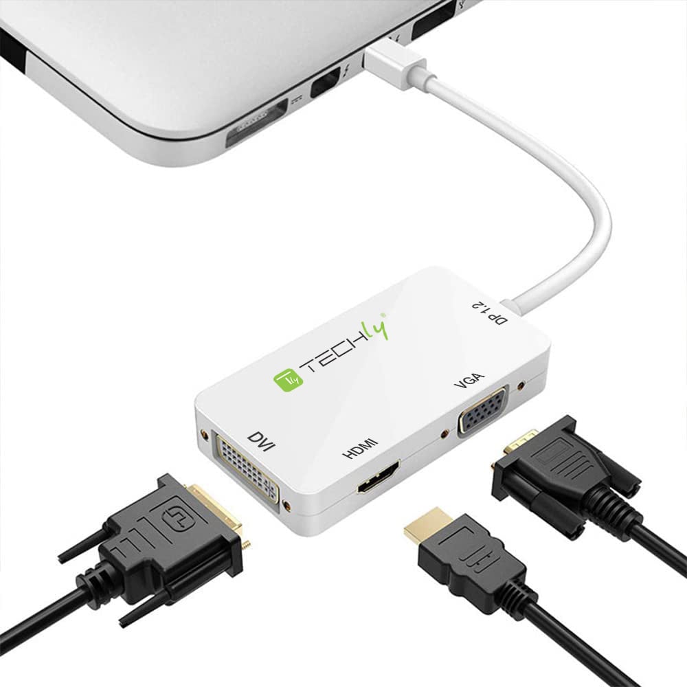 Adattatore 3 in 1 Mini DisplayPort 1.2 (Thunderbolt) a HDMI/DVI/VGA - Techly IADAP MDP-COMBOF12