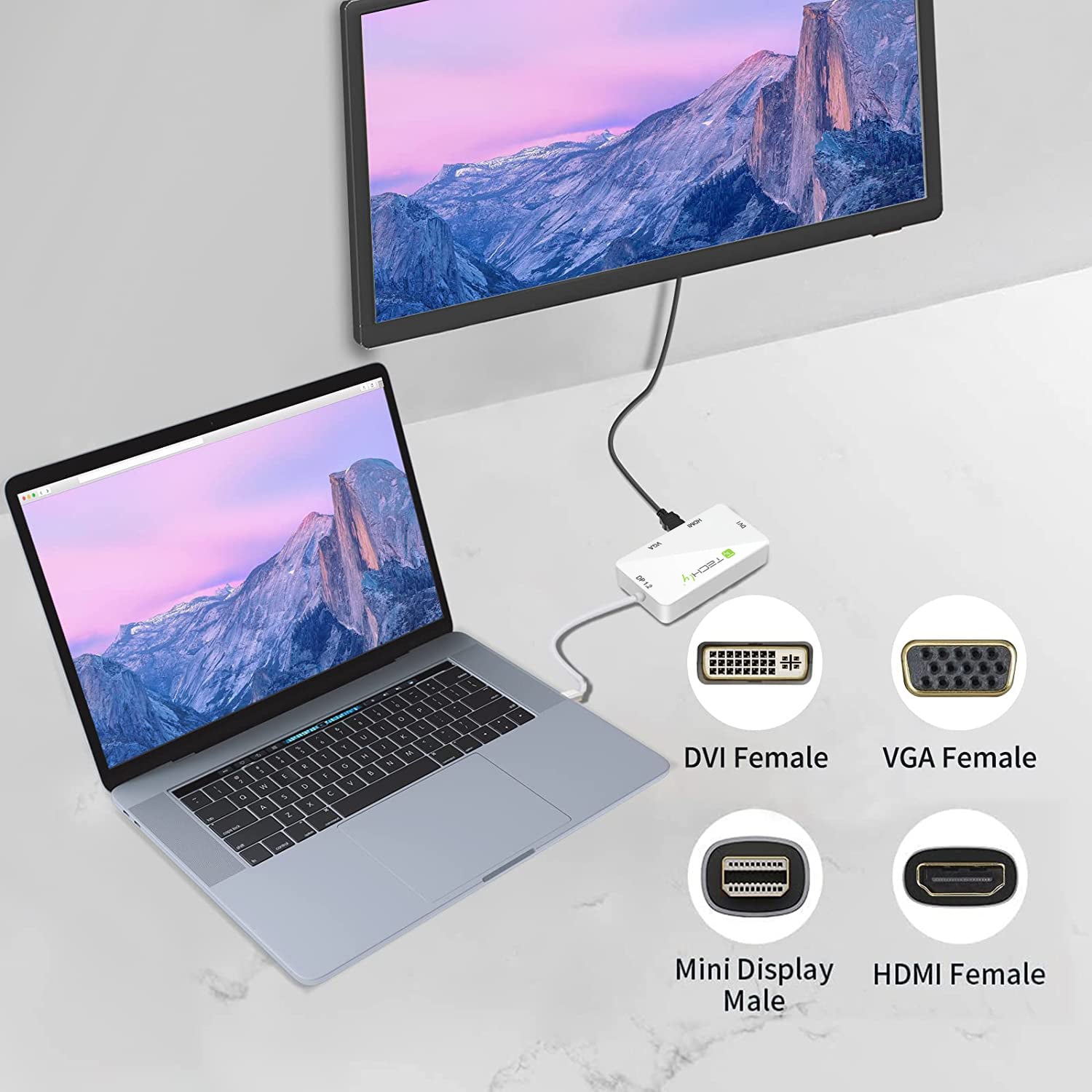 Adattatore 3 in 1 Mini DisplayPort 1.2 (Thunderbolt) a HDMI/DVI/VGA - Techly IADAP MDP-COMBOF12