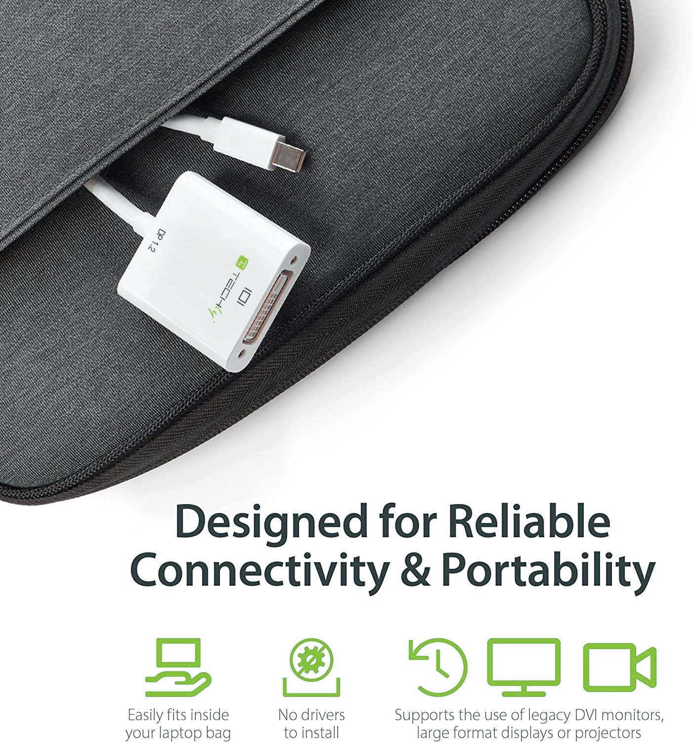 Adattatore Mini DisplayPort (Thunderbolt) 1.2 / DVI 15cm Bianco - Techly IADAP MDP-DVIF12