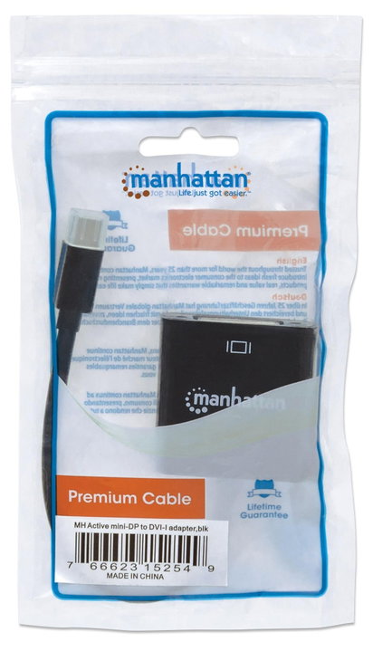 Convertitore Attivo MiniDP M a DVI F 15cm 4K Nero - Manhattan IADAP MDP-DVIF12M