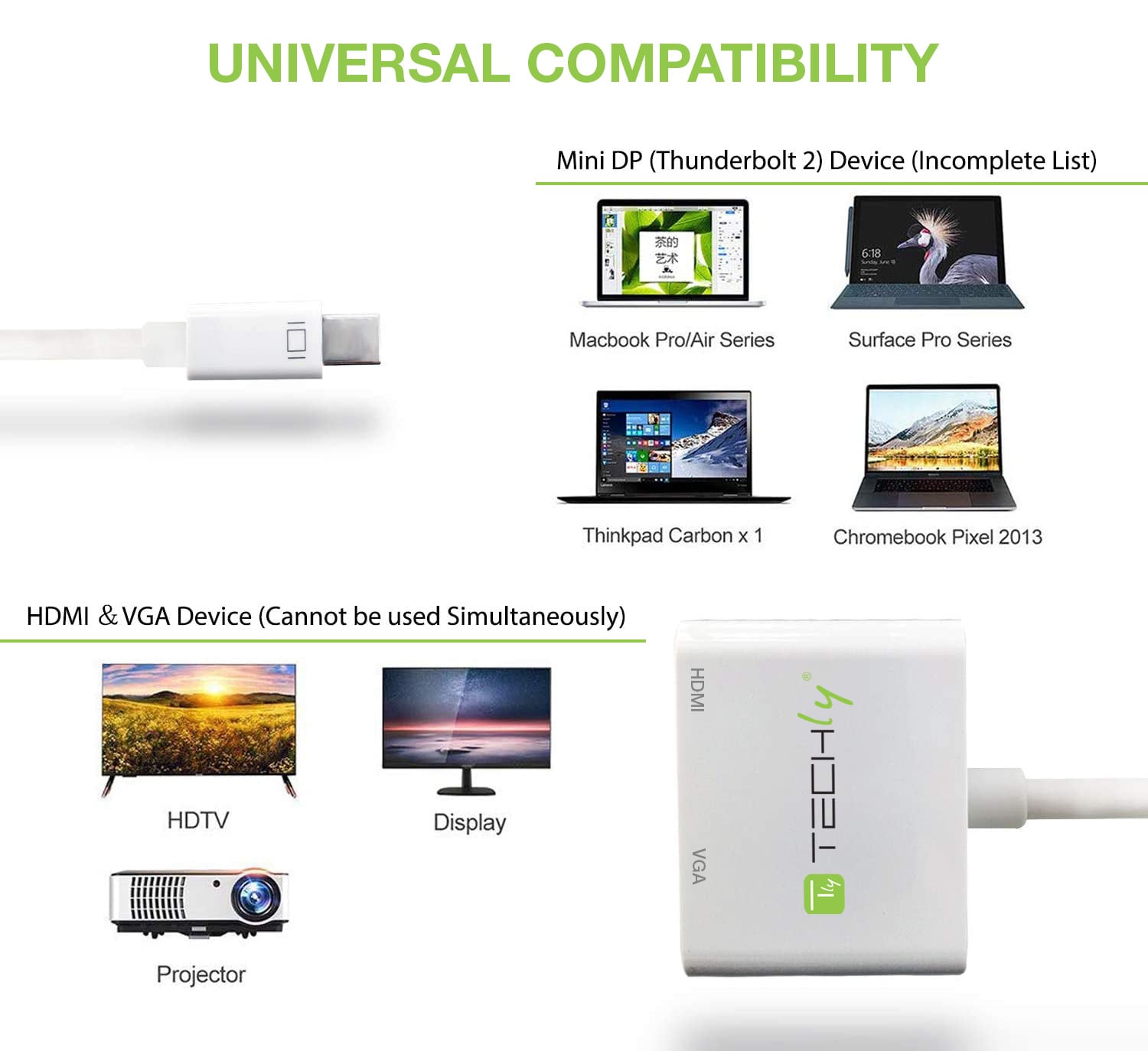Adattatore Mini DisplayPort ad HDMI/VGA - Techly IADAP MDP-VGAH12