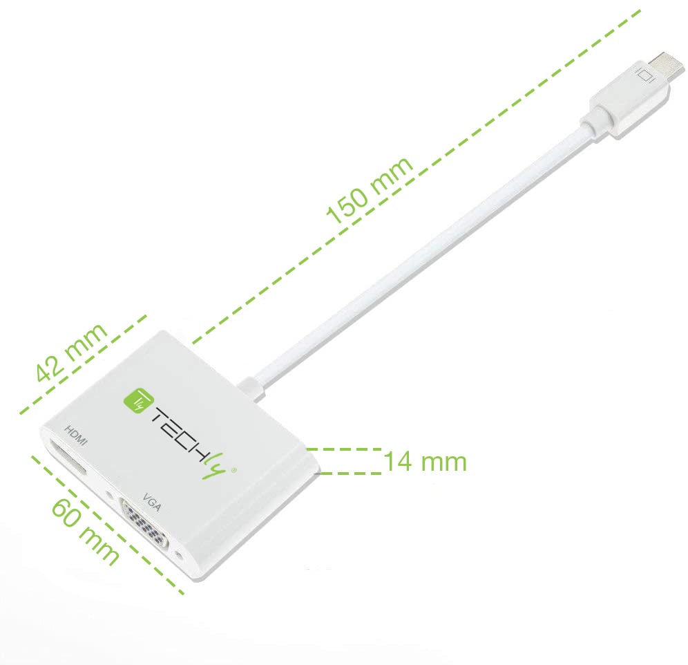 Adattatore Mini DisplayPort ad HDMI/VGA - Techly IADAP MDP-VGAH12