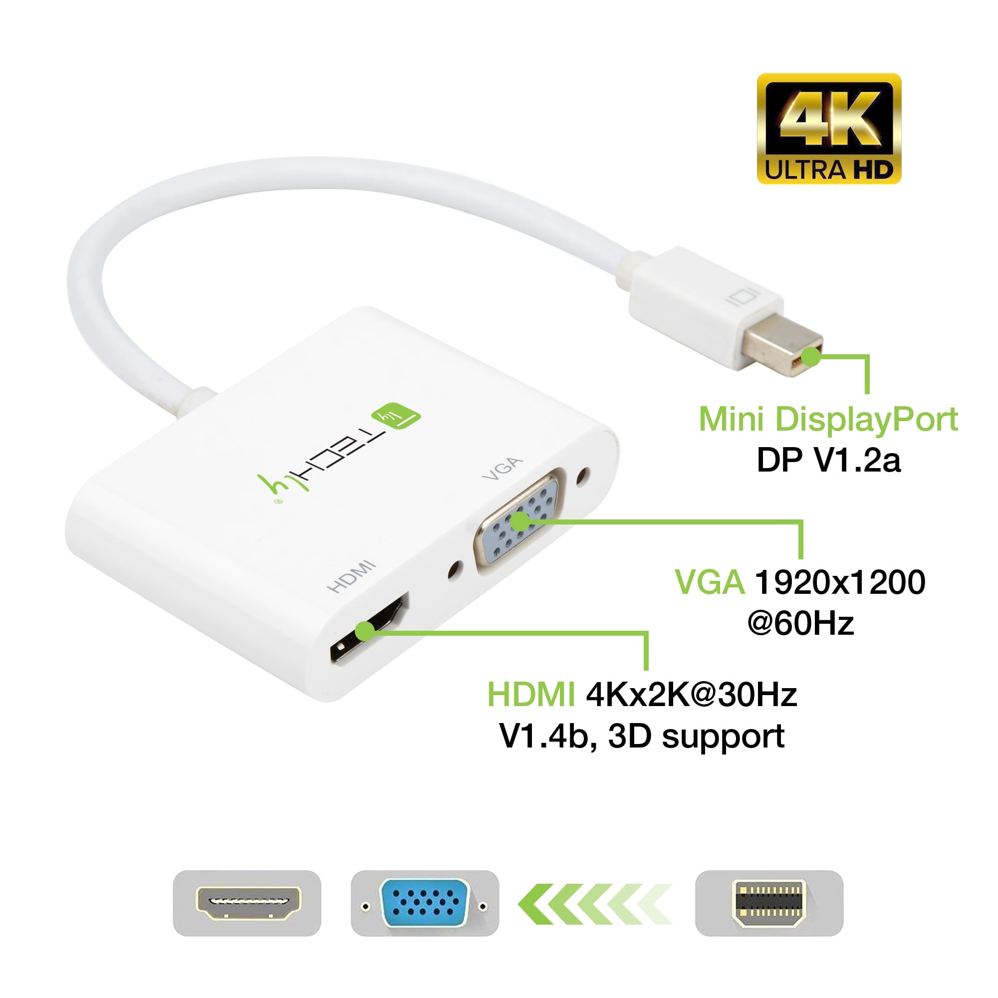 Adattatore Mini DisplayPort ad HDMI/VGA - Techly IADAP MDP-VGAH12