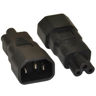 Adapter from IEC C14 Male to C5 Female Black - Manhattan IADAP PW-C14MC5F