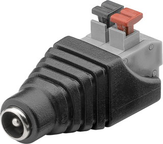 Adattatore plug DC 2.1x5.5mm femmina terminal block 2 pin con pulsante - Goobay IADAP TB2-DC5521F