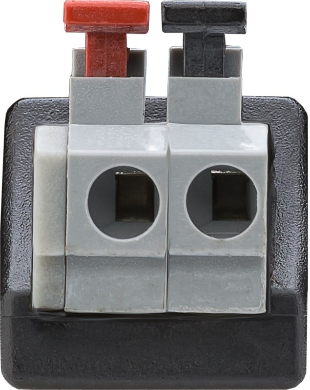 Adattatore Plug DC 2.1x5.5mm Femmina Terminal Block 2 pin con Pulsante - Goobay IADAP TB2-DC5521F