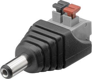 DC plug adapter 2.1x5.5mm male terminal block 2 pin with button - Goobay IADAP TB2-DC5521M