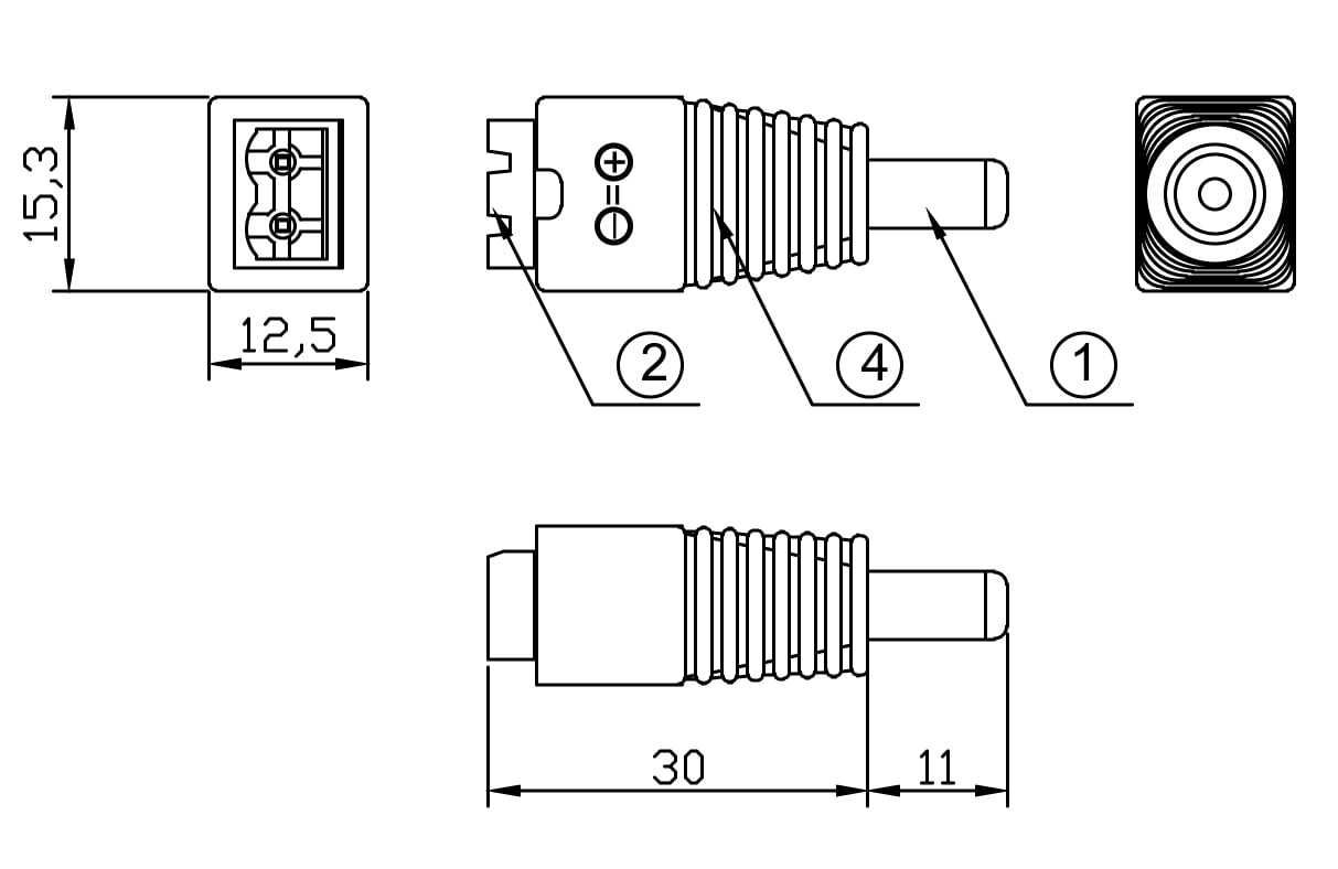 Adattatore Plug DC 2.5x5.5 mm Maschio Terminal Block 2 pin - Techly IADAP TB22T-DC2555M
