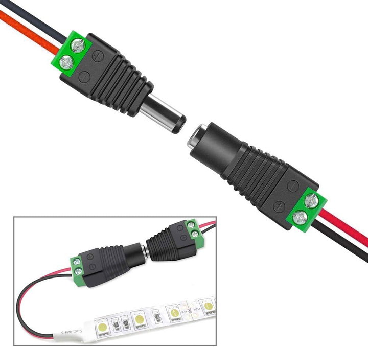 DC Power Plug Adapter 5.5x2.1mm Male Terminal Block 2 pin - Techly IADAP TB2T-DC5521M