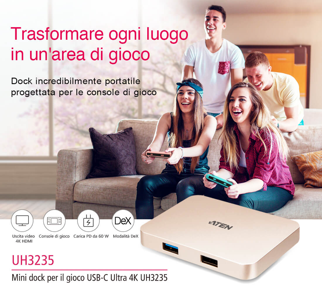 Mini dock USB-C 4 K with pass-through power supply - Aten IADAP UH- 3235