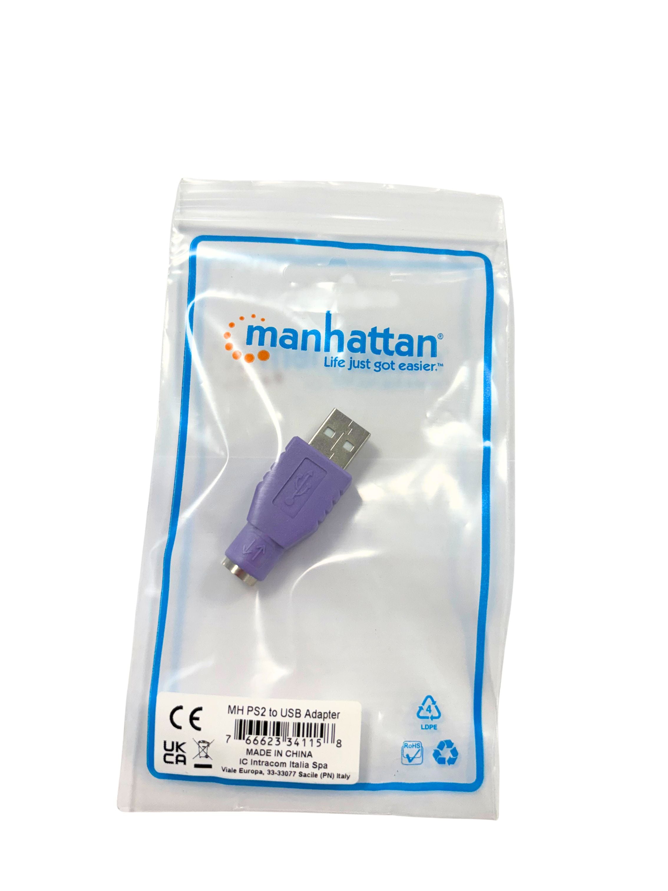 Adattatore PS2 femmina/USB A maschio - Manhattan IADAP USB-918