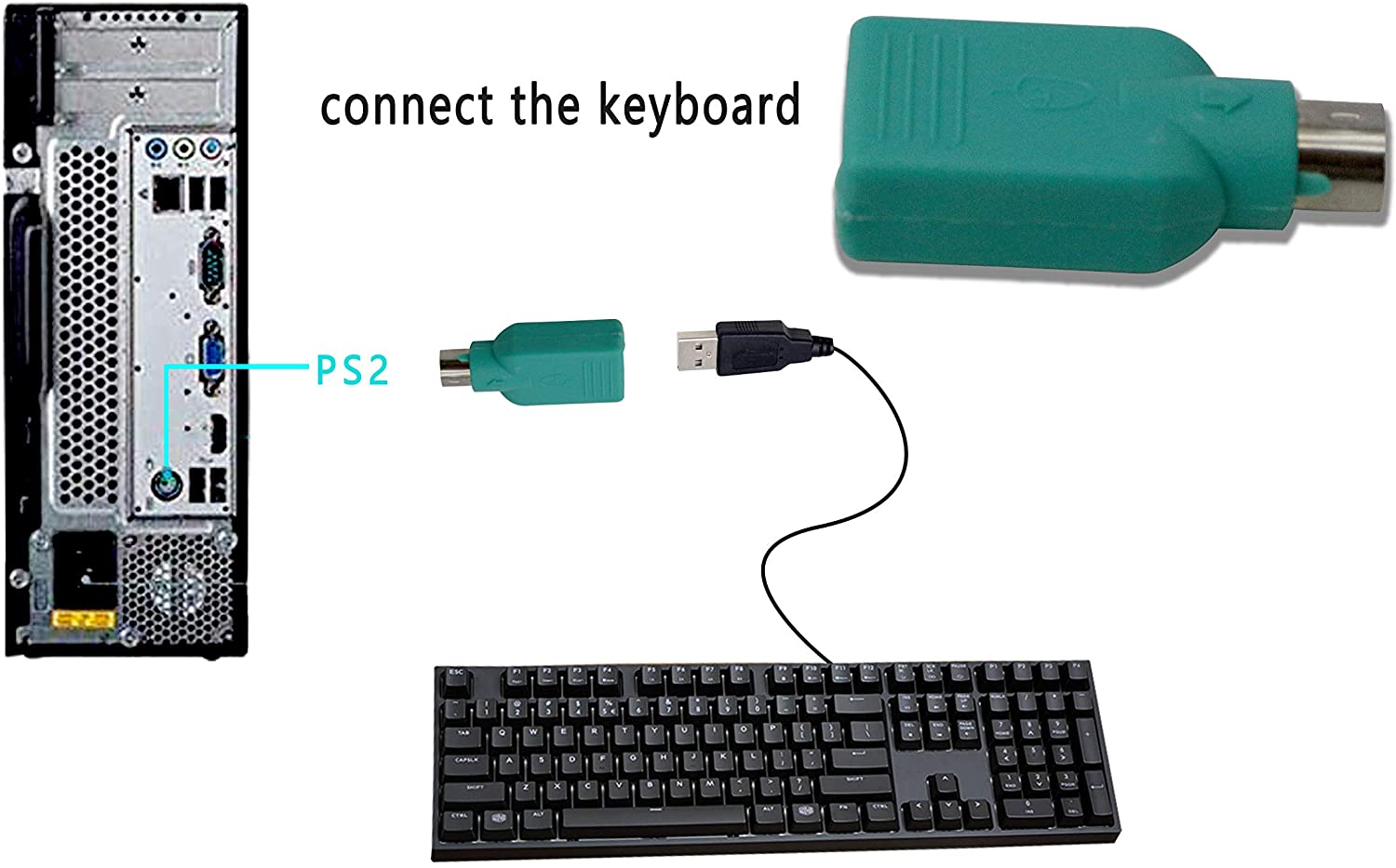 Adattatore Convertitore PS2 Maschio USB A Femmina per Tastiera e Mouse - Goobay IADAP USB-919G