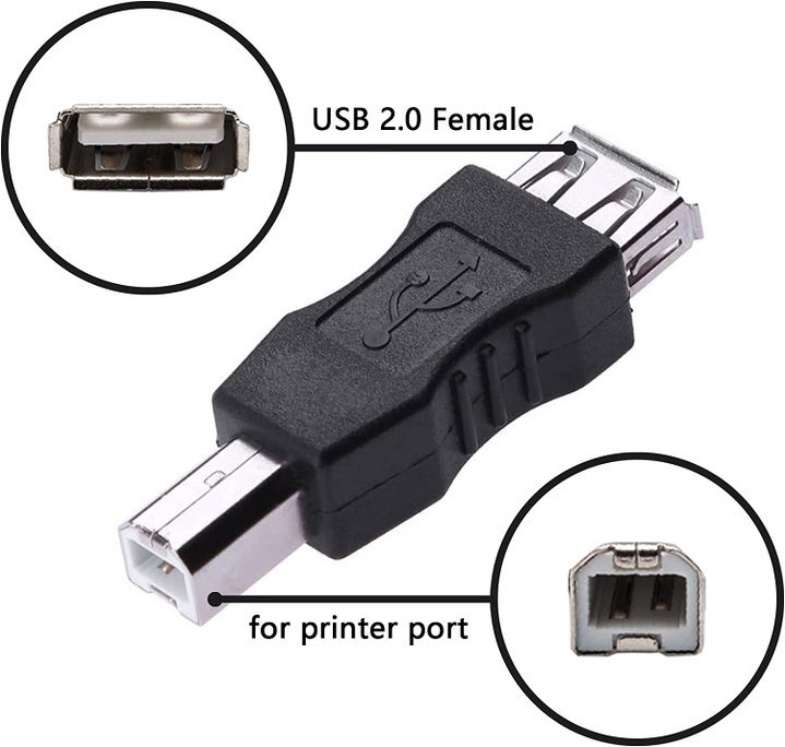 USB A Female to USB B Male Black Adapter Converter - Goobay IADAP USB-AF/BM