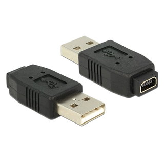 USB A Male to Mini B Female Black Adapter - Manhattan IADAP USB-AM/5F