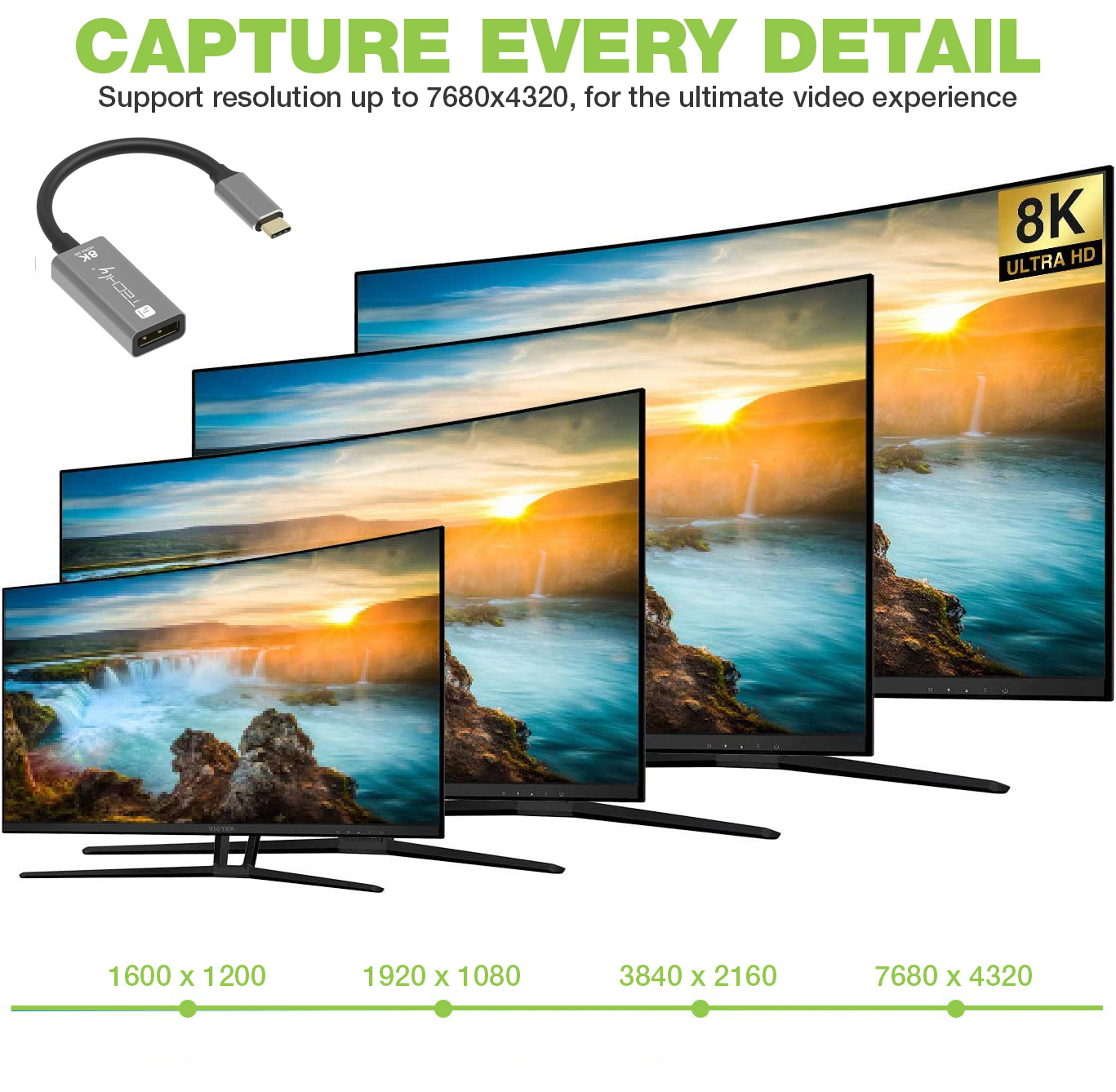 Adattatore USB-C™ 3.2 a Displayport 1.4 8K@60Hz 15 cm - Techly IADAP USB-C-DP8
