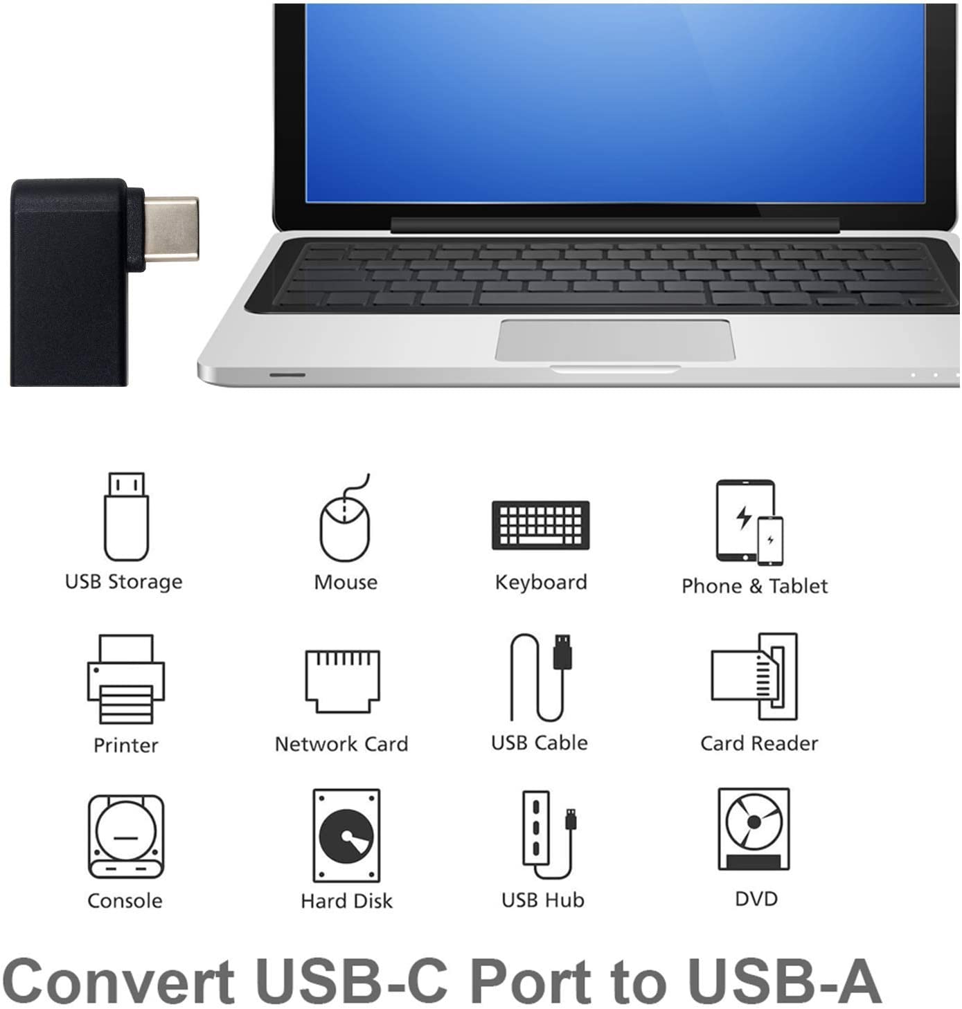 Adattatore USB 3.2 Gen.1 USB-C™ Maschio/A Femmina 90° - Logilink IADAP USB2-CM/AF90