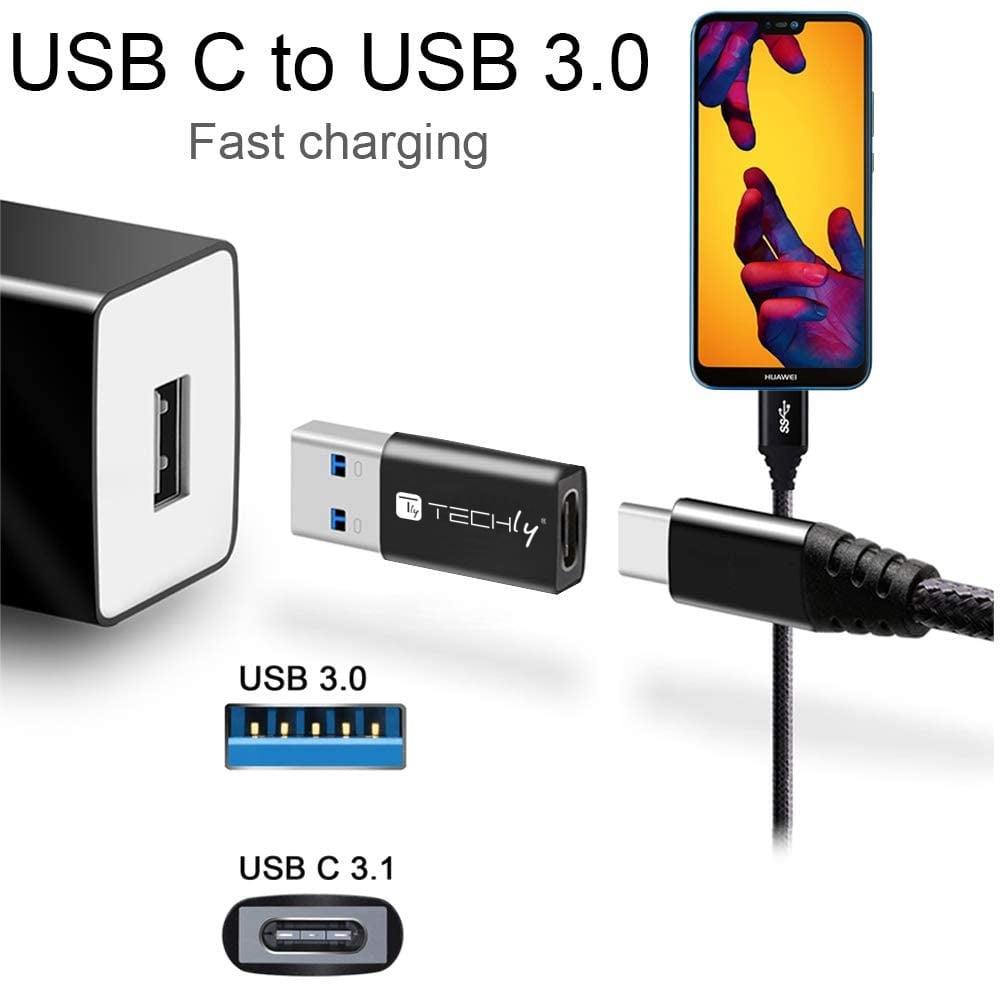 Adattatore Convertitore USB 3.2 USB A Maschio a USB-C™ Femmina Nero - Techly IADAP USB3-AFT