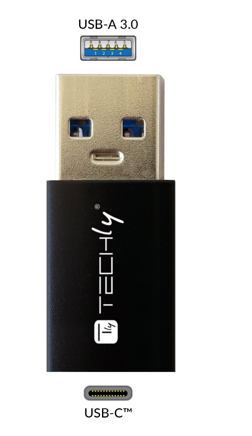 Adattatore Convertitore USB 3.2 USB A Maschio a USB-C™ Femmina Nero - Techly IADAP USB3-AFT