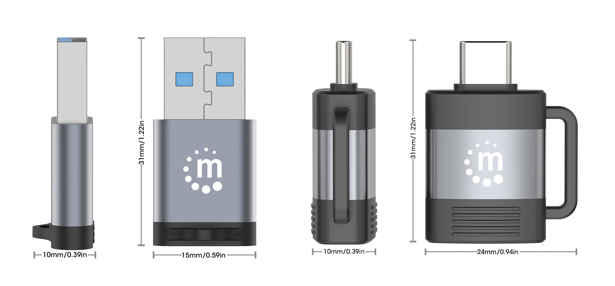 Set 2 Adattatori USB-C™ a USB-A & USB-A a USB-C™ - Manhattan IADAP USB31-AC-MULTI
