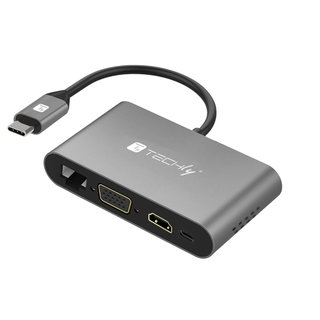 Docking Station USB-C Multiporta 8-in-1 HDMI VGA RJ45 USB 3.2 - Techly IADAP USB31-DOCK3