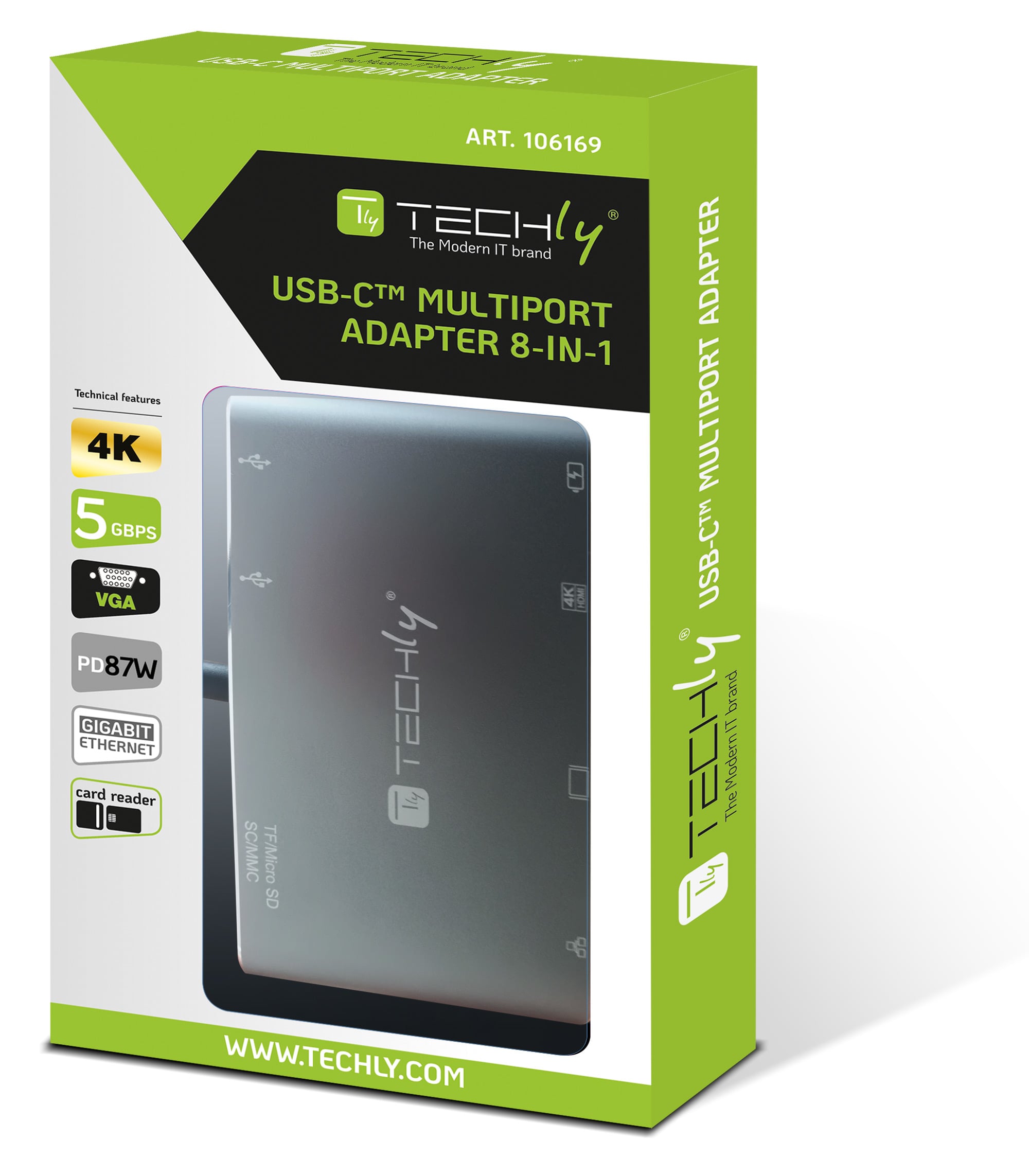 Docking Station USB-C™ SuperSpeed Multiporta USB HDMI VGA RJ45 MicroSD - Techly IADAP USB31-DOCK3